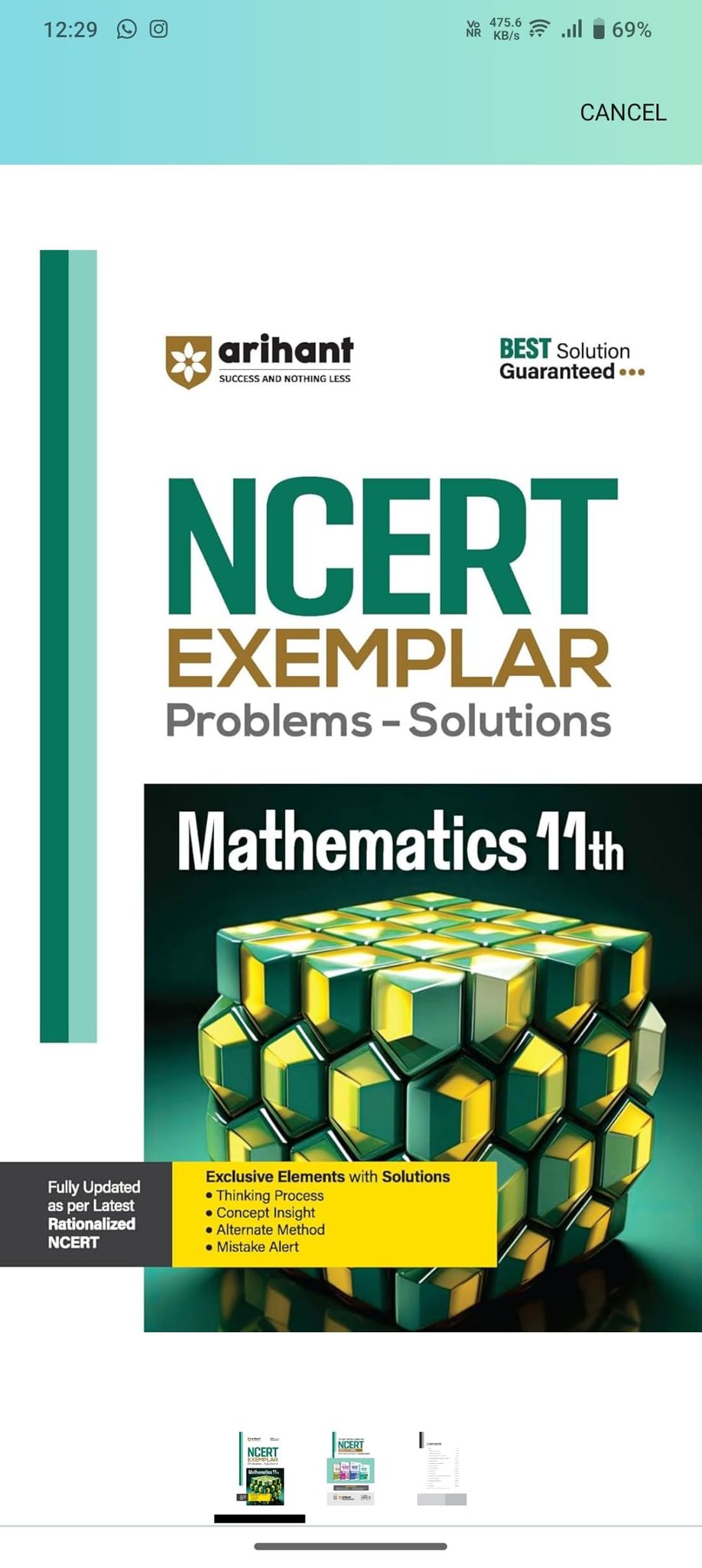 Arihant NCERT Exemplar Problems Solutions Mathematics class 11th Paperback – Import, 2 March 2023