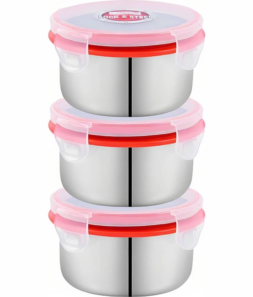Kitcorner Stainless Steel Kitchen Containers/Tiffin/Lunch Box,350ml each (3U)