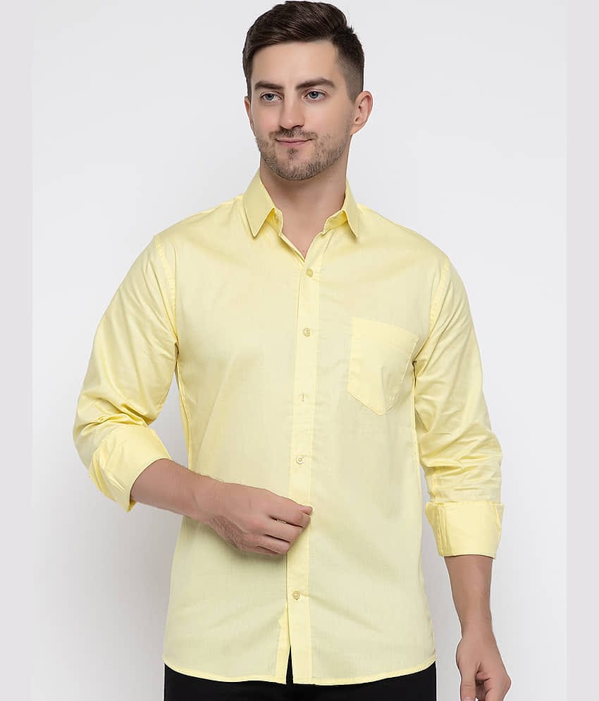 MODERNITY Cotton Blend Regular Fit Solids Full Sleeves Men's Casual Shirt - Yellow ( Pack of 1 )