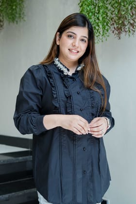 Blake Beads Detailing Shirt-Black / Free size till XL