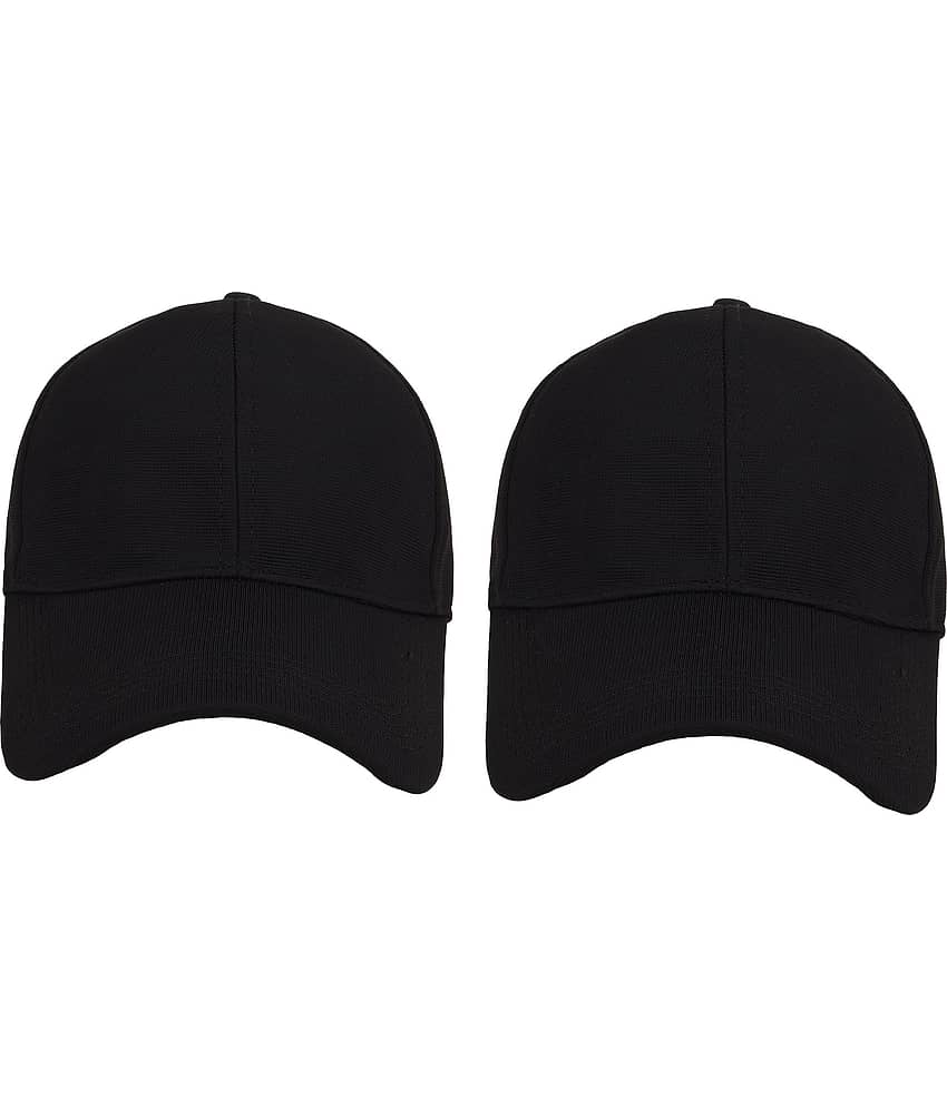 Zacharias - Black Cotton Blend Men's Cap ( Pack of 2 )