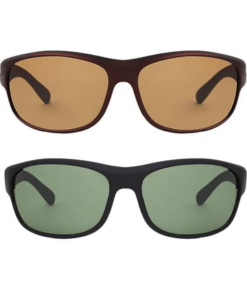 Kanny Devis - Bronze Wrap Around Sunglasses ( Pack of 2 )