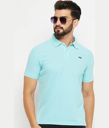 GET GOLF Pack of 1 Cotton Blend Regular Fit Solid Half Sleeves Men's Polo T Shirt ( Aqua )