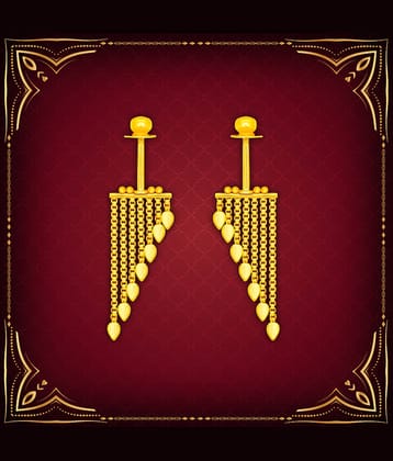 LUV FASHION Golden Stud Earrings ( Pack of 1 )