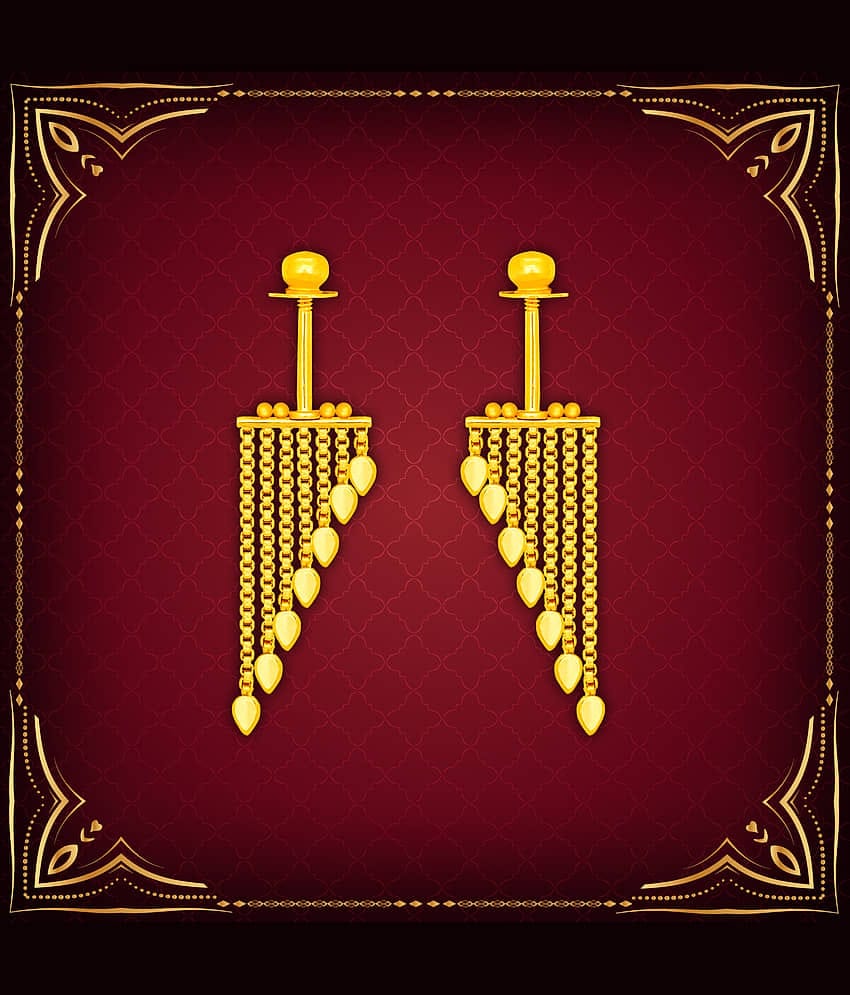 LUV FASHION Golden Stud Earrings ( Pack of 1 )