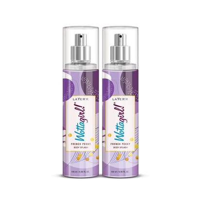 Layer'r Wottagirl French Peony Body Splash for Women | Long Lasting Fragrance (135ml) (Pack of 2) Layer'r Wottagirl French Peony Body Splash for Women | Long Lasting Fragrance (135ml) (Pack of 2) - 67.5 ml (Pack of 2)
