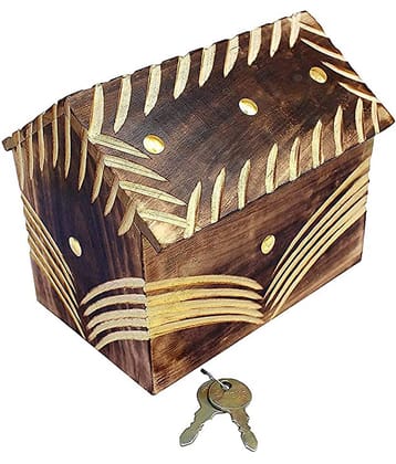 SWH Wood Brown Piggy Bank ( Pack of 1 )