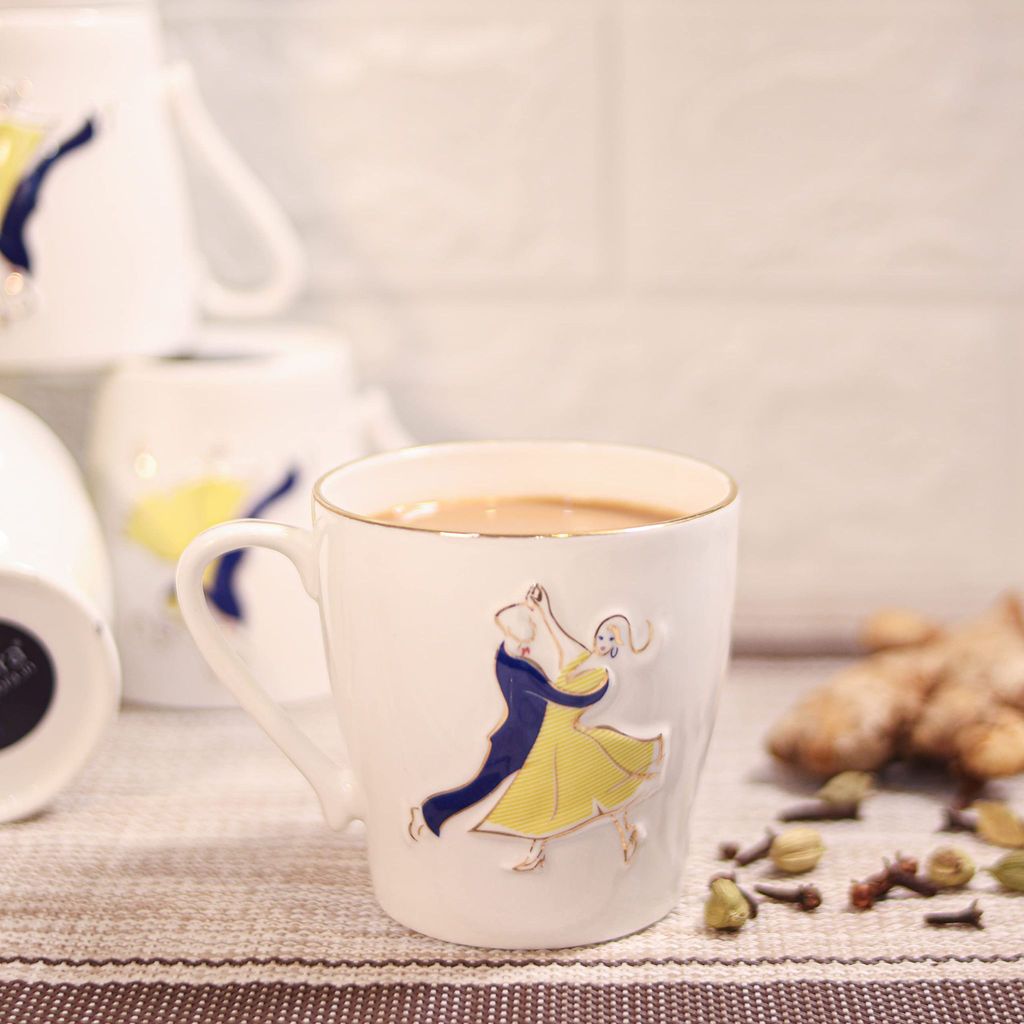 Femora Indian Ceramic Handcrafted Dancing Couple Tea Cup - 6 Pcs,150 ML - Small Serving