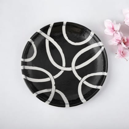 Blue Pottery Geometric Pattern Decorative PlateBlack & White8 Blue Pottery Geometric Pattern Decorative PlateBlack & White8