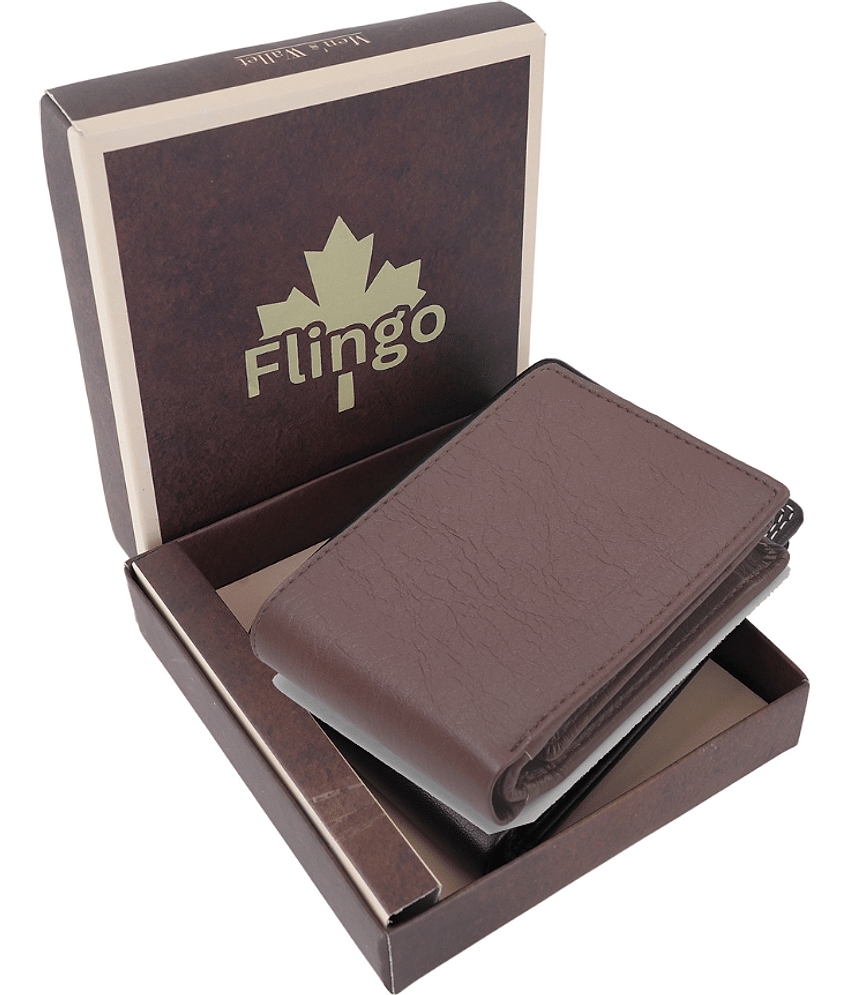 Flingo Leather Solid Men's Regular Wallet With 5 Slots For Card ( Brown , Pack of 1 )