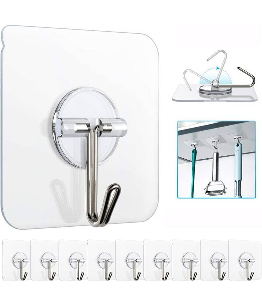 Mr Bhoot Self Adhesive Wall Hanging Hooks Pack of 10, WaterProof 10 Kg Capacity Strong Adhesive Wall Hooks Hanger for Home Kitchen Bathroom,Key Hanger Sticker,Hook Hanger Sticker,Adhesive Stickers ABS Plastic Steel Hook Hanger.