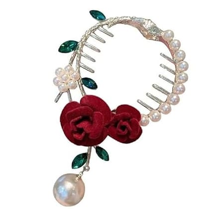 GLIMM Style Rose Shape Hair Clip High Ponytail Woman Hairpin Female Hair Accessories Elegant Wedding Party Hair Claw barettes and Hair Clip for Girls Cute Hair Clip for Girls Hair Clip for Styling