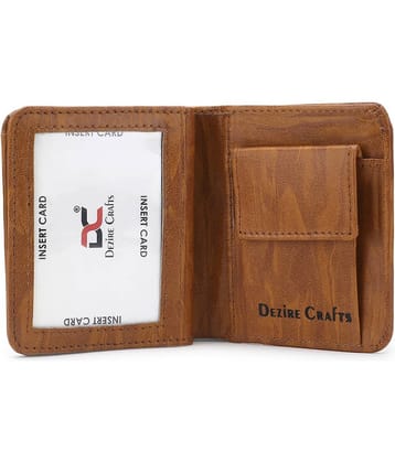 Dezire Crafts PU Printed Men's Regular Wallet With 8 Slots For Card ( Tan , Pack of 1 )