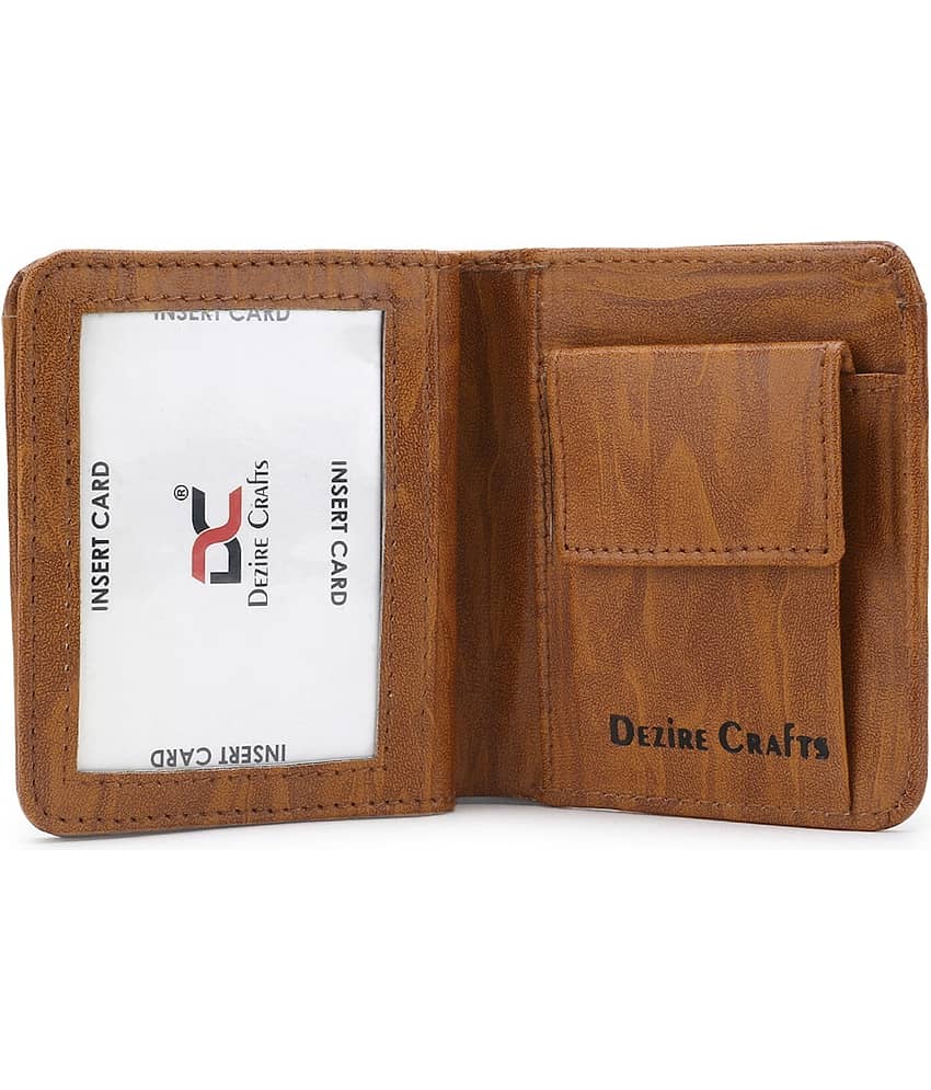 Dezire Crafts PU Printed Men's Regular Wallet With 8 Slots For Card ( Tan , Pack of 1 )