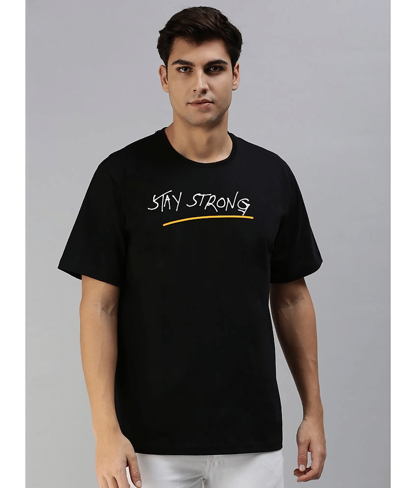 Veirdo Pack of 1 Cotton Oversized Fit Men's T-Shirt ( Black )