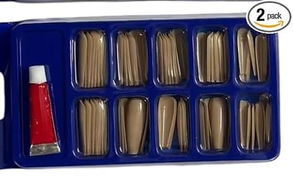 Premium Press-On Nail Kit Set  Reusable Artificial Nails with Glue  Multiple Colors & Sizes (Black, Nude, Pink, Rose Gold)  Full Cover False Nails for Women  Salon Style Manicure at Home 120ps (cream) (Rose Gold)