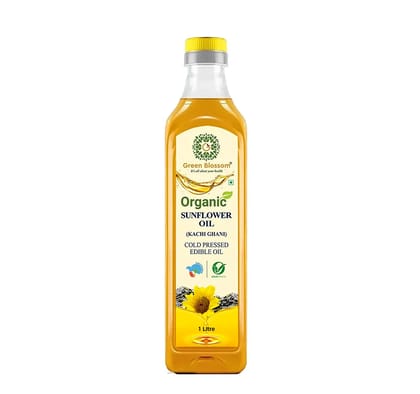 Organic Sunflower Oil ( Kachi Ghani) - 1 Ltr I Cold Press I Green Blossom (Size - 1L) by green blossom agritech ventures private limited