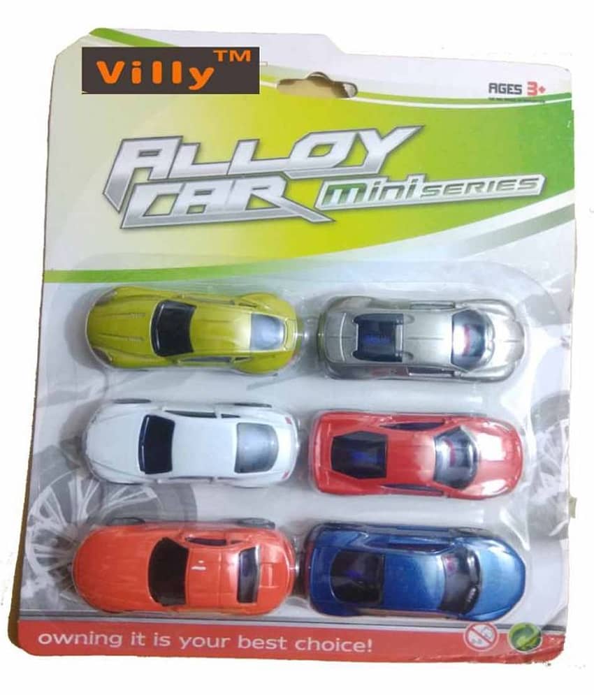 Villy™ Street Race Mini Die Cast Metal Body Pull Back Car Toy for Kids (Multicolour) -Pack of 6