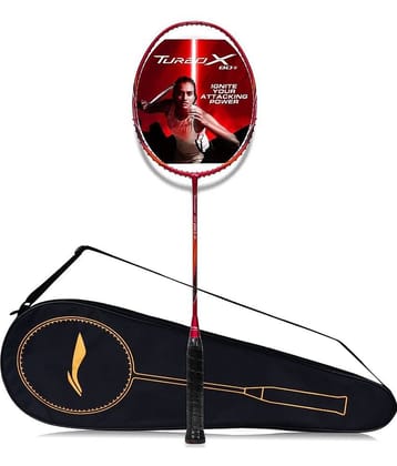 Li-Ning Turbo X III Carbon Fibre Strung Badminton Racket with Free Racket Cover for Seniors (Red/Copper, 87 Grams)