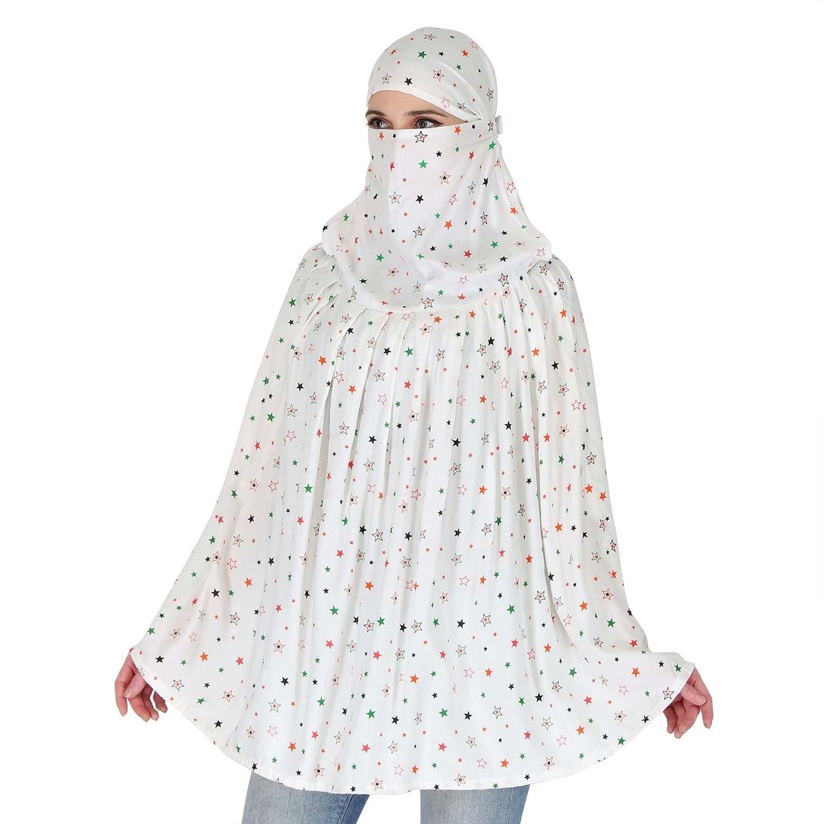 Shiv Textiles Women's Summer Scarf Pure Cotton White Printed Design Soft Breathable Neck Wrap Headscarf Lightweight Sun Protection Stole Daily Wear Fashion Accessory