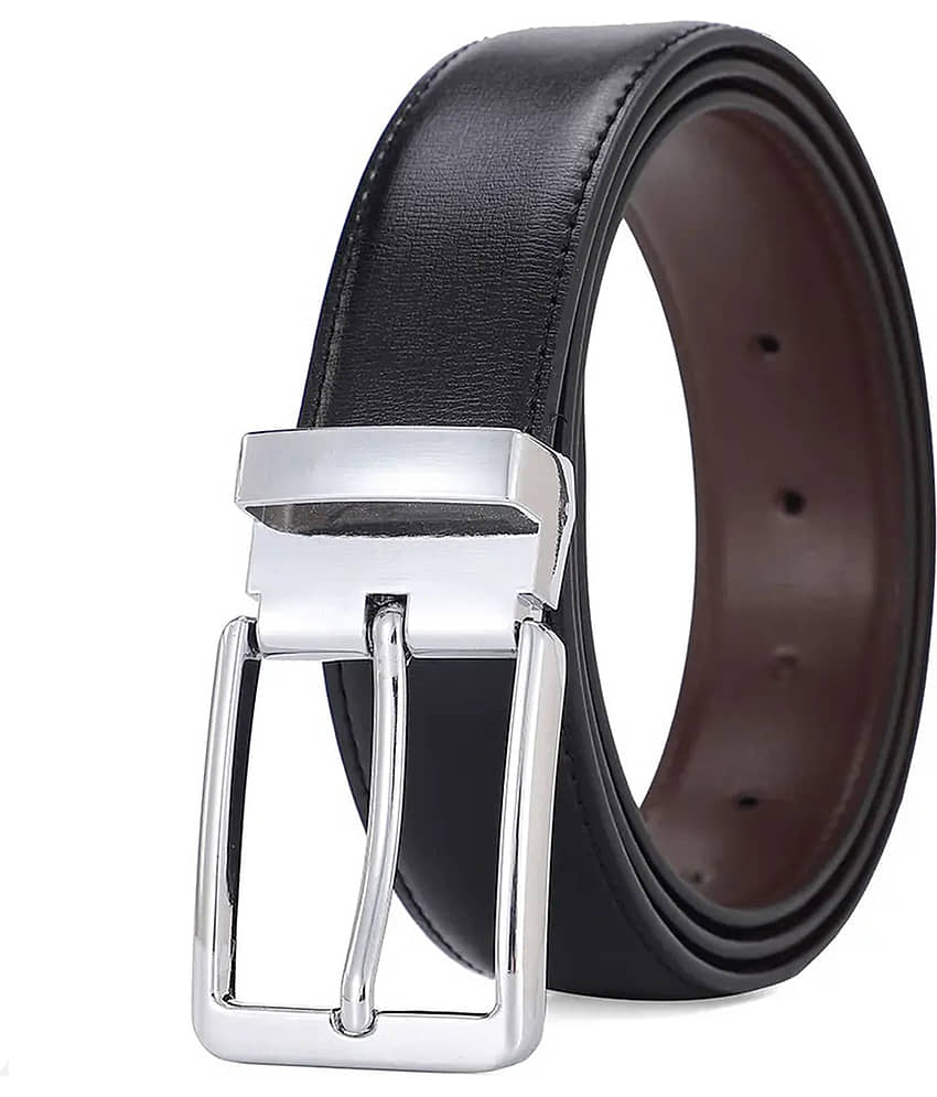 SILKSHOPPING - Black Faux Leather Men's Formal Belt ( Pack of 1 )
