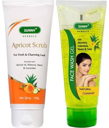 SUNNY HERBALS Neem Tulsi Facewash 110gm & Apricot Scrub & Exfoliators 100 gm