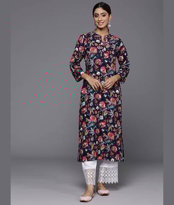 Varanga Viscose Printed Straight Women's Kurti - Navy Blue ( Pack of 1 )