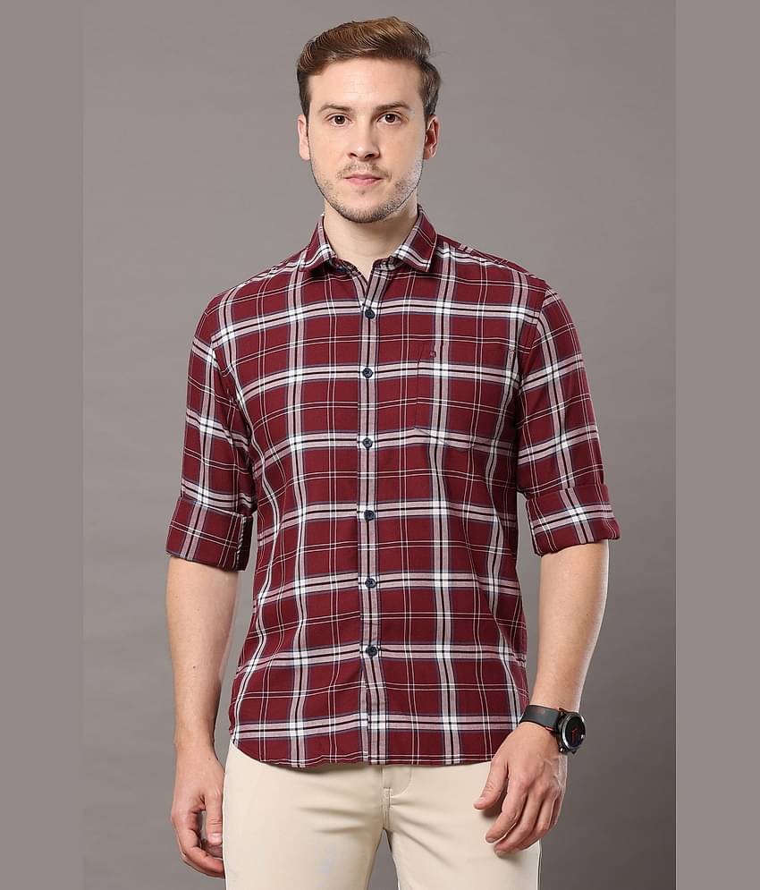 Cool Colors - Maroon 100% Cotton Slim Fit Men's Casual Shirt ( Pack of 1 )
