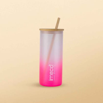 IMECO ECO LYTE Gradient Glass Sipper with Straw (Pink, 600 ml) | Durable Borosilicate Glass | Daily Hydration & Travel IMECO ECO LYTE Gradient Glass Sipper with Straw (Pink, 600 ml) | Durable Borosilicate Glass | Daily Hydration & Travel