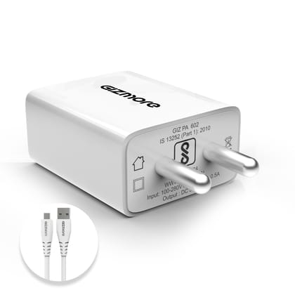 GIZMORE PA602 Pro 2.4A Fast Charging Adapter GIZMORE PA602 Pro 2.4A Fast Charging Adapter - White Type C