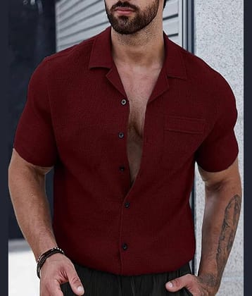TAZO Cotton Blend Regular Fit Solids Half Sleeves Men's Casual Shirt - Maroon ( Pack of 1 )