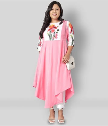 XL LOVE By janasya - Pink Crepe Women's Asymmetrical Kurti ( Pack of 1 )
