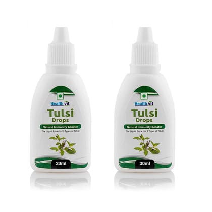 Healthvit Tulsi Drops- Concentrated Extract of 5 Rare Tulsi for Natural Immunity Boosting & Cough and Cold Relief 30ml (Pack of 2)