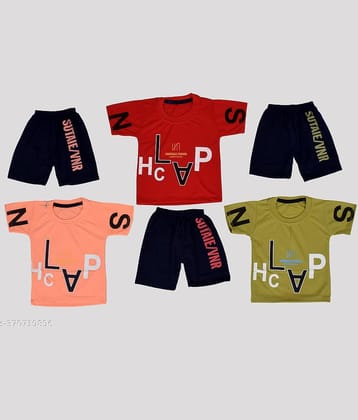 DIAMOND EXPORTER Pack of 3 Boys Satin T-Shirt & Shorts Set ( Multicolor )
