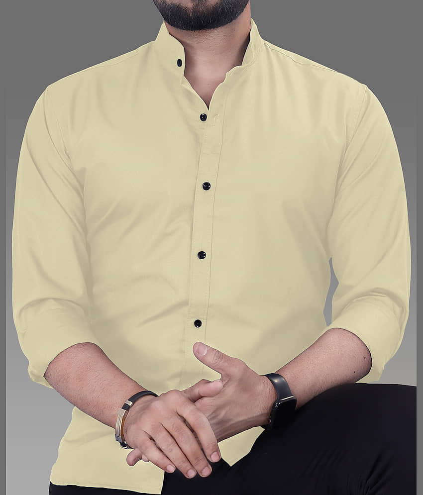 varutex Cotton Blend Regular Fit Solids Full Sleeves Men's Casual Shirt - Lime Green ( Pack of 1 )