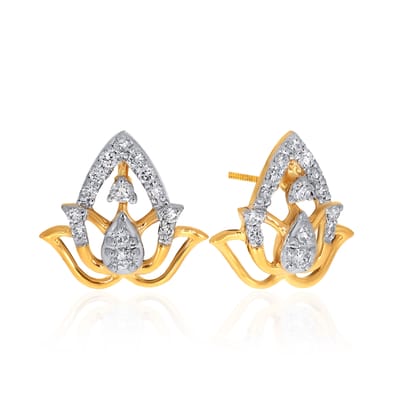 Senco Gold 14K Yellow Gold Studs Earrings (1.3 gram / 0.14 Ct / GH-VS / 14K Yellow Gold)