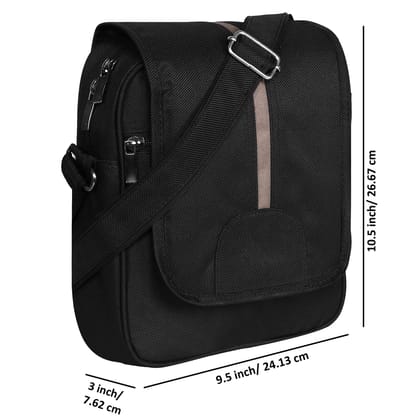 Black Stylish PVC Coated Matty Fabric Cross Body Sling Bag For Men SL09