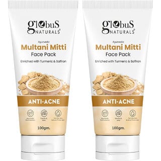 Globus Naturals Anti Acne Multani Mitti Face Pack For Oily Acne Prone Skin 100 gm Pack of 2