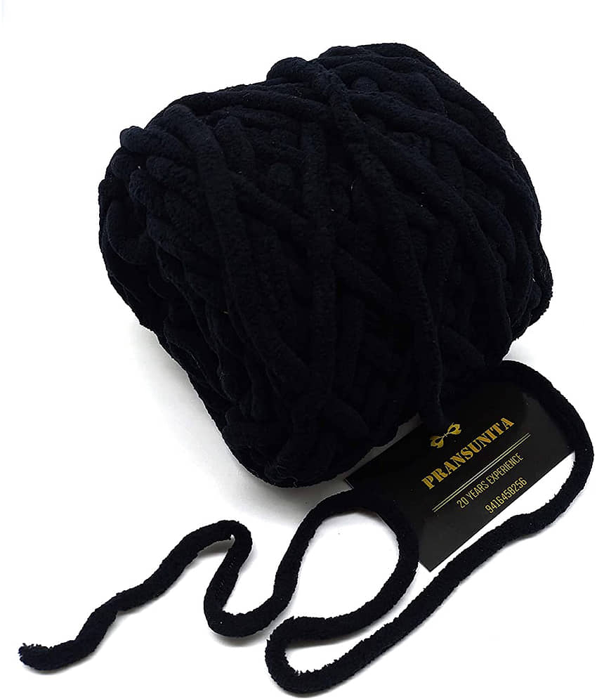 PRANSUNITA Super Thick Fluffy Jumbo Polyester Baby Blanket Chenille Yarn for Knitting, Crochet & Home Decor Projects, Afghans, throw pillows, cushions & blankets. -100 GMS – 6mm thickness