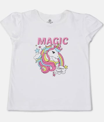 CODEZ Pack of 1 Girls Cotton Blend T-Shirt ( White )