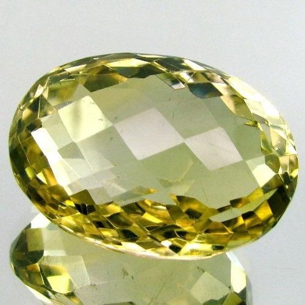 SUPERB A+ 70Ct Clear Fine Natural Lemon Quartz Oval Checker Cut Loose Gemstone