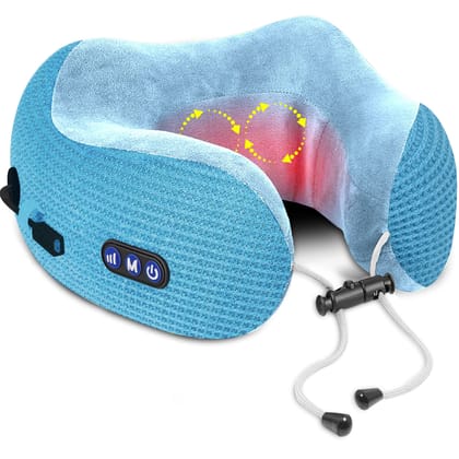 Dr Trust USA Cloudwalker Neck Pillow for Travel Comfort in Flights, Train, Airplane, Rechargeable Memory Foam Neck Support with Massage & Heat For Pain Relief, Travelling Sleep Accessories 386