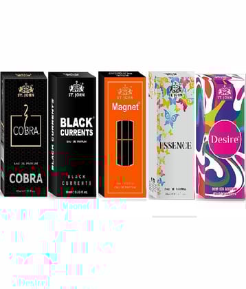 ST.JOHN Cobra ,Magnet,BlackCurent,Desire & Esence Pocket Perfume for Men 10 ml ( Pack of 5 )