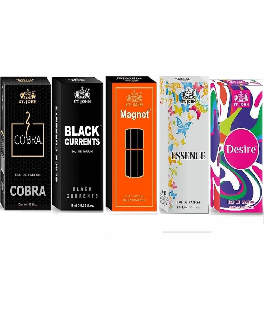 ST.JOHN Cobra ,Magnet,BlackCurent,Desire & Esence Pocket Perfume for Men 10 ml ( Pack of 5 )