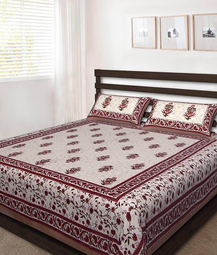 Uniqchoice Cotton Double Bedsheet ( Off White )