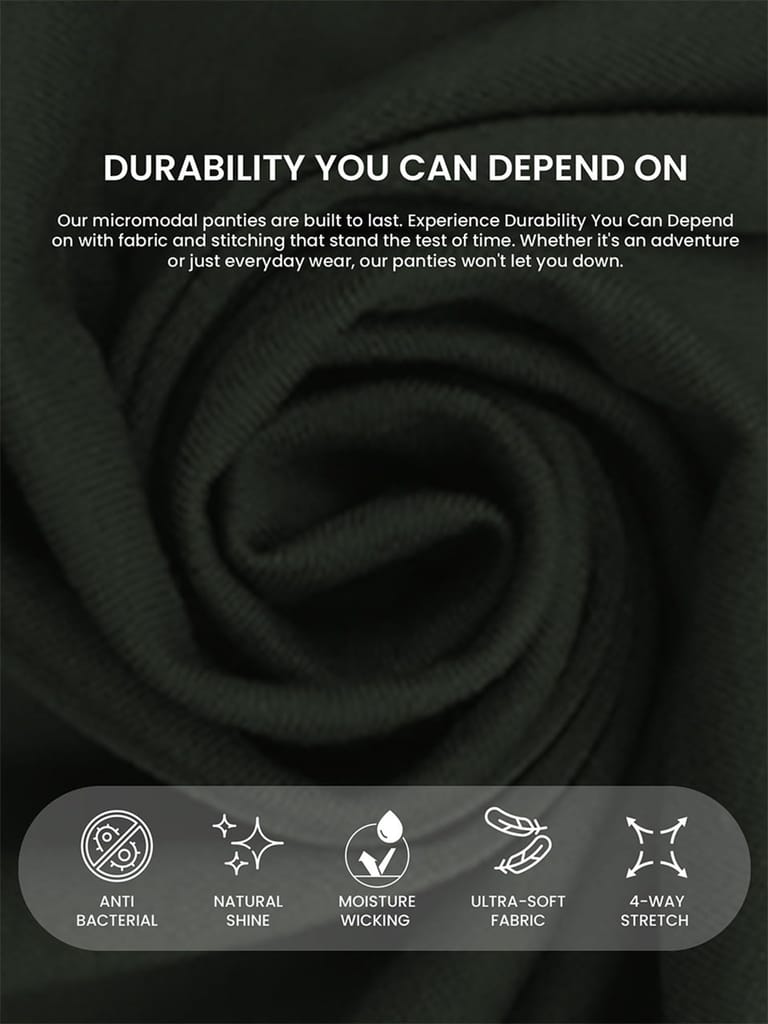 Freecultr Women’s Micromodal Mid-Rise Hipster | Super Soft & Breathable Fabric | Medium Rear Coverage | Comfortable Stretch Elastic | Pack of 3 |Color - Sable Black,Avocado Green,Port Wine