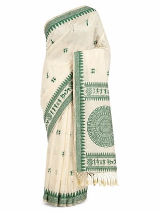Tussar Cotton Sambalpuri Saree with Mandala Motifs Tussar Cotton Sambalpuri Saree with Mandala Motifs