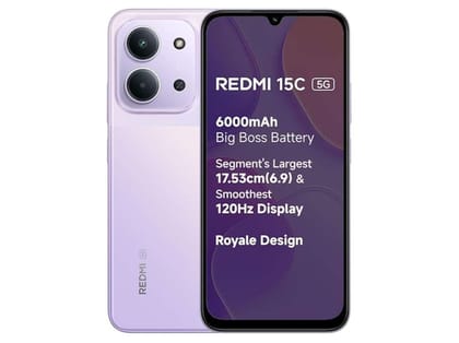 Redmi 15C 5G Smartphone 4GB RAM + 128GB Storage, Royale Design, Massive 6000mAh Battery  - Dusk Purple