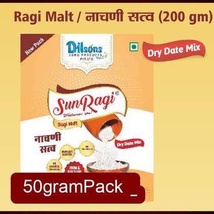 SunRagi Ragi Malt with Dry Date Mix (50g) | Natural Millet Health Drink | Iron & Fiber Rich Beverage