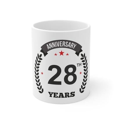 DARSHANS Ceramic 28th Anniversary Printed Coffee Mug (Color: White, Capacity:330ml)